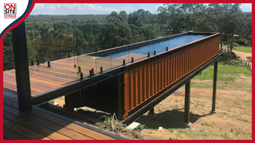 shipping container pool custom deck