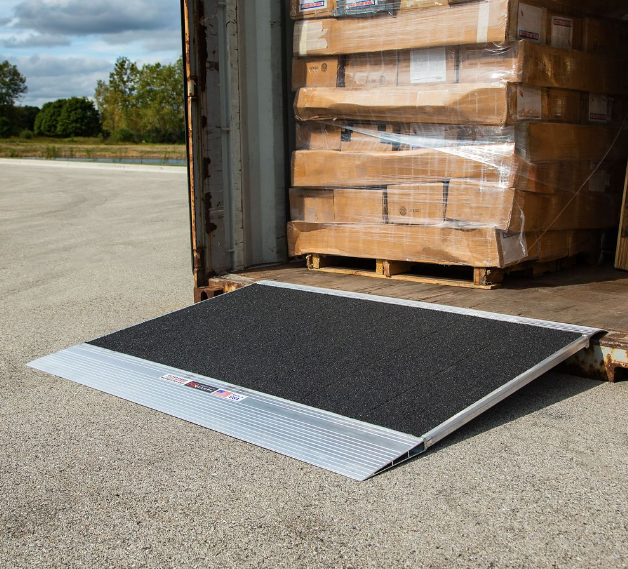 48" x 63" Grit-Coat Aluminum Shipping Container Ramps - 12,000 lb. Cap