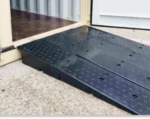 49″ x 44″ Rubber Full-Width Wedge Shipping Container Ramps – 20,000 lbs. Capacity per ramp