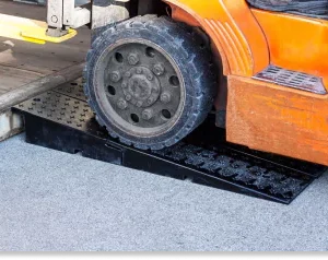 73″ L x 11″ W x 4” – Rubber Shipping Container Ramps with Wheel Riser Levelers – 20,000 lbs. Weight Capacity