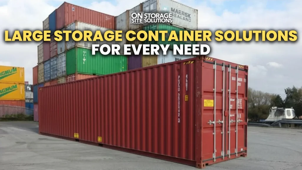 Large storage container providing secure, weather-resistant storage for residential, commercial, and industrial applications.