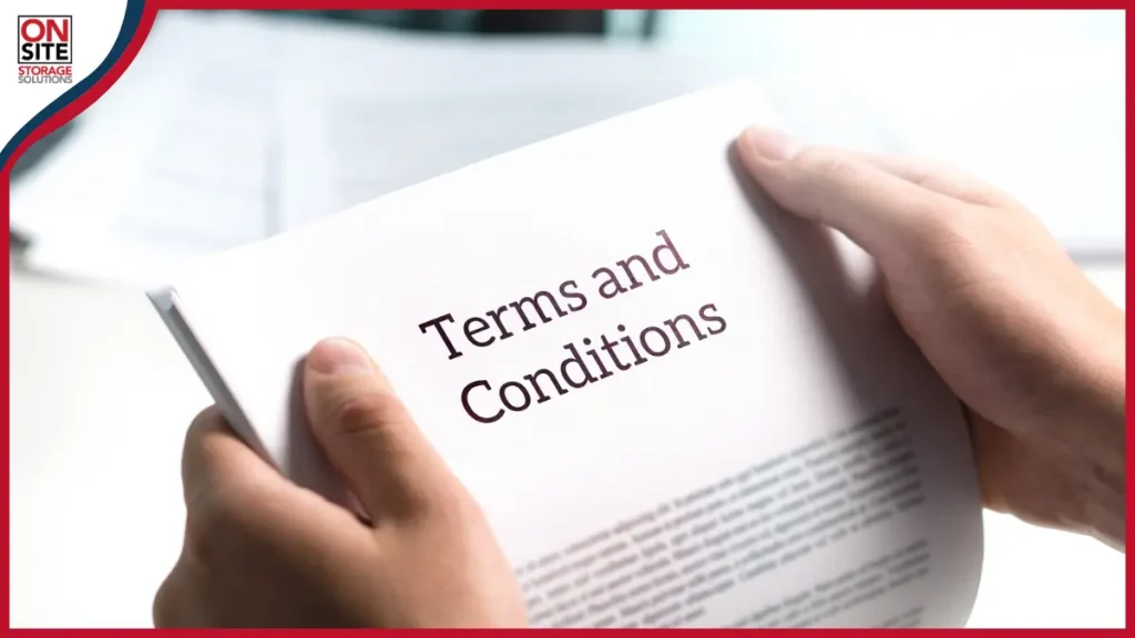 Reviewing Terms and Conditions for shipping container