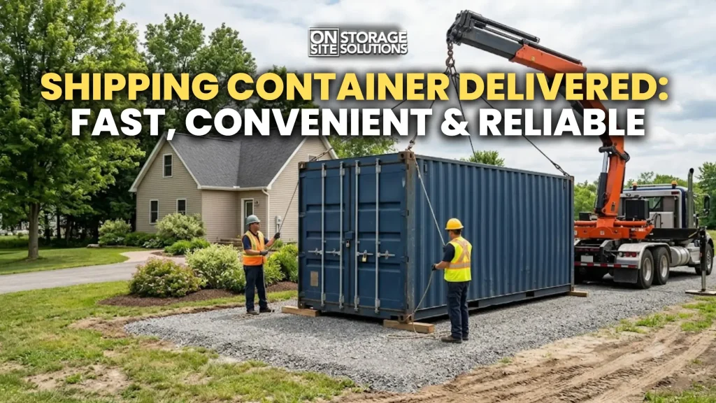 Shipping container delivered to a customer site with fast transportation, reliable service, and convenient placement options.