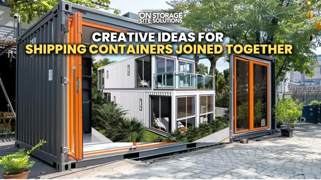 Shipping containers joined together to create modern modular building with innovative architectural design.
