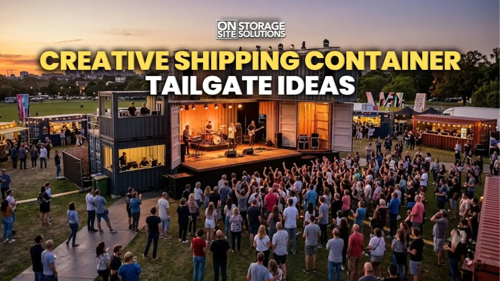 Shipping container tailgate transformed into a creative outdoor entertainment and event space.