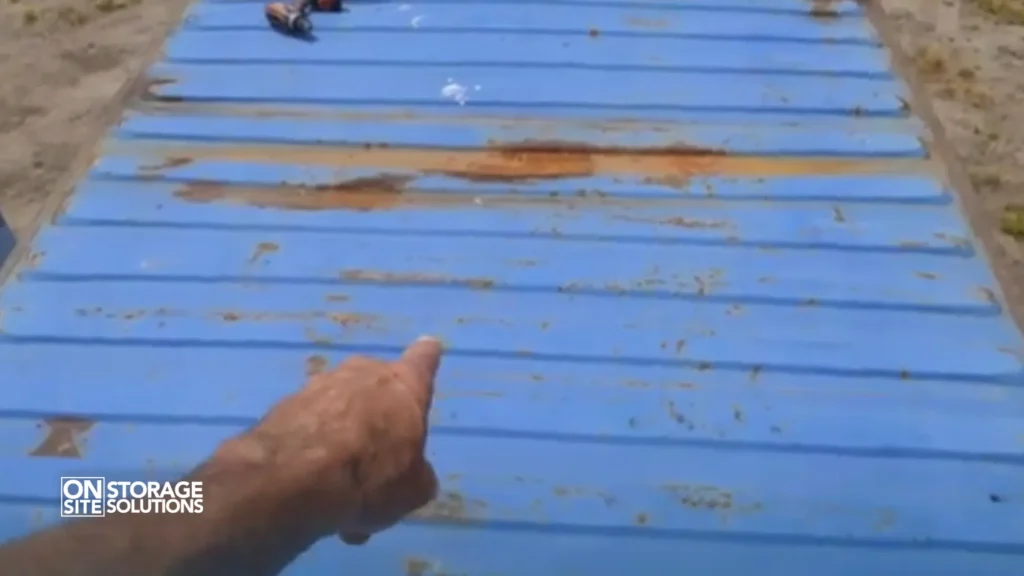 Step-by-Step Container Roof Dent Repair Process-1. Inspecting the Dent