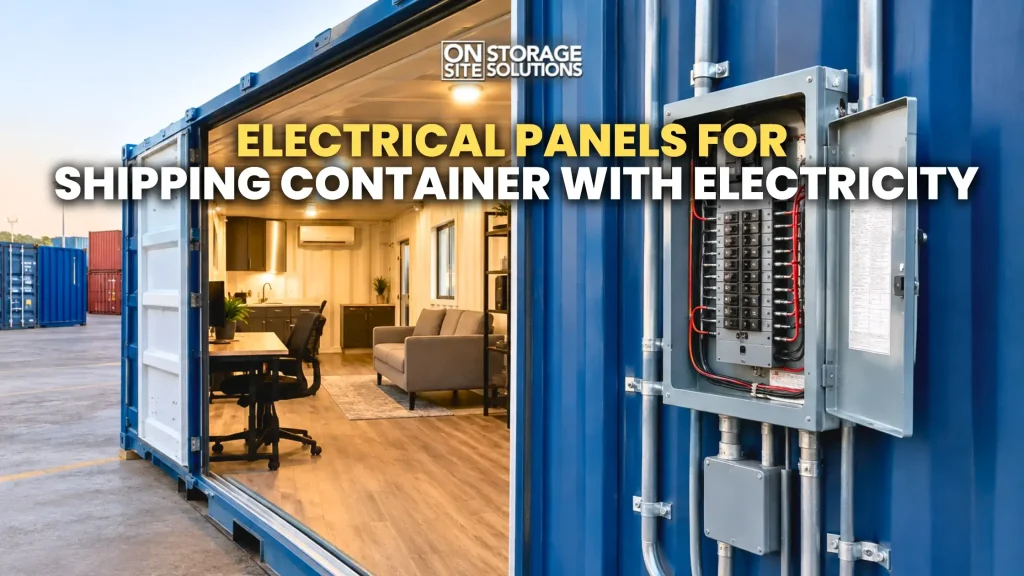 Electrical panels for a shipping container with electricity and safe power distribution