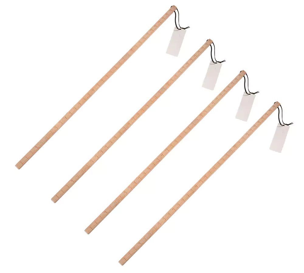 (4 Pack) 36″ Pine Wood Square Fuel Tank Measuring Stick w/ Leather Strap