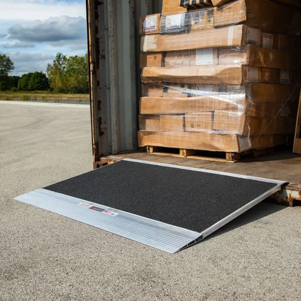 48" x 36" Grit-Coat Aluminum Shipping Container Ramps - 8,000 lb. Cap