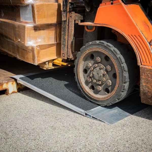 48" x 36" Grit-Coat Aluminum Shipping Container Ramps - 8,000 lb. Cap