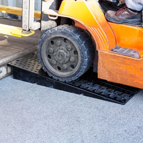 Rubber Full-Width Wedge Shipping Container Ramps - 49" x 44"