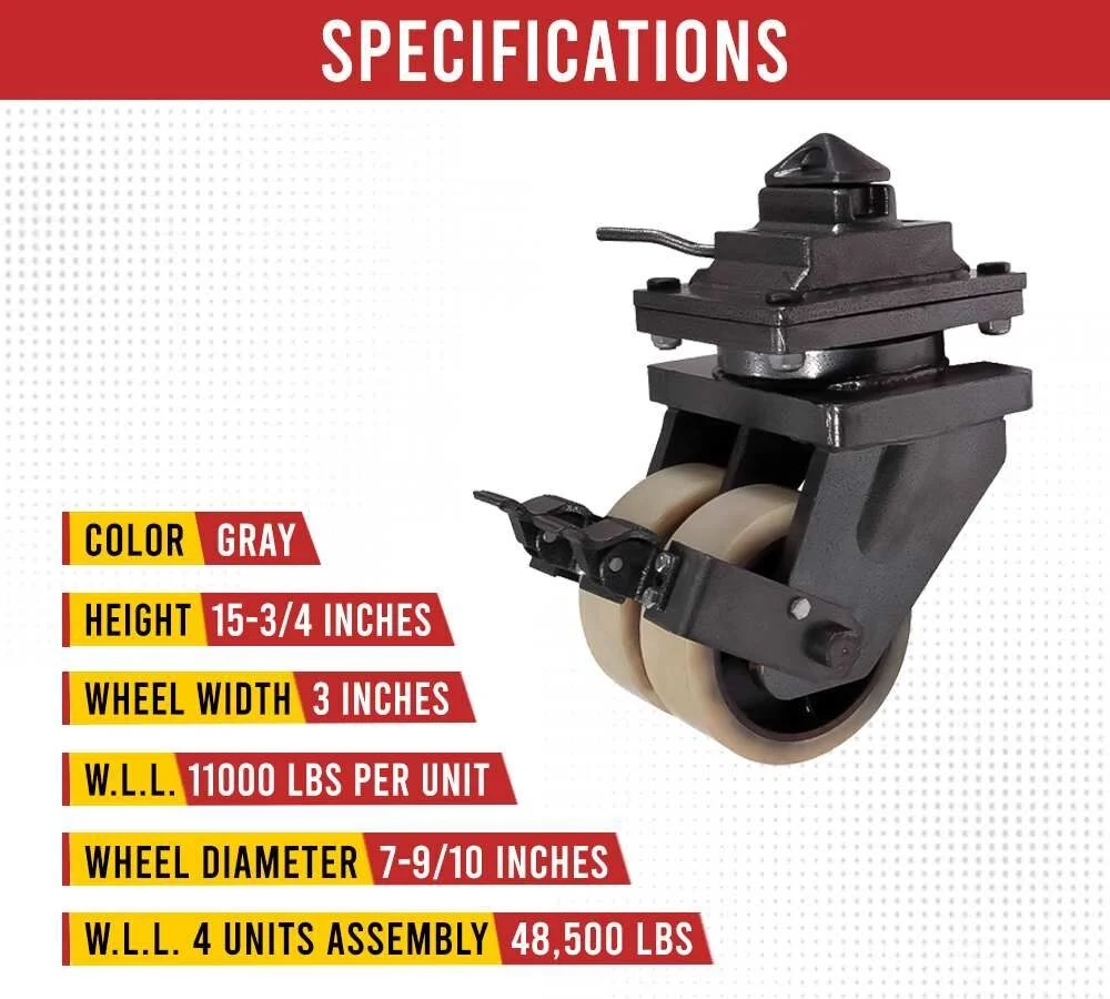 Shipping Container Caster Wheels (Dual Wheel), 11000 lbs WLL