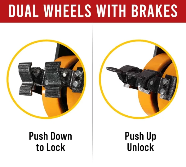 Shipping Container Double Caster Wheels with Twist Lock and Brakes, 6600 lbs WLL