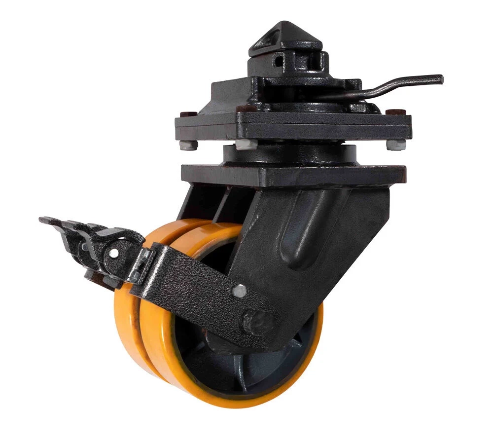 Shipping Container Double Caster Wheels with Twist Lock and Brakes, 6600 lbs WLL