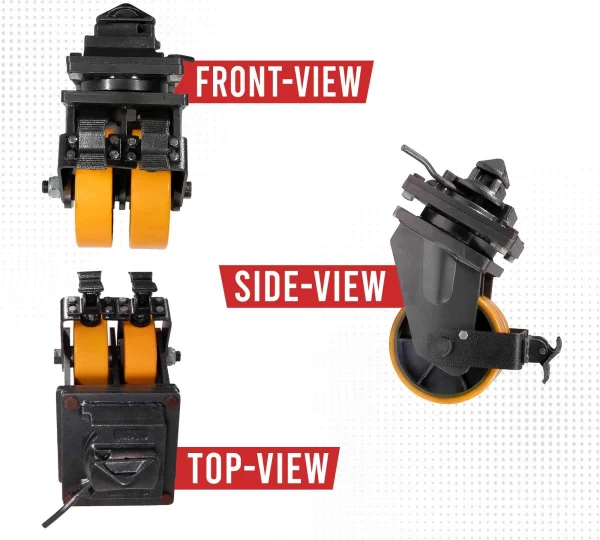 Shipping Container Double Caster Wheels with Twist Lock and Brakes, 6600 lbs WLL