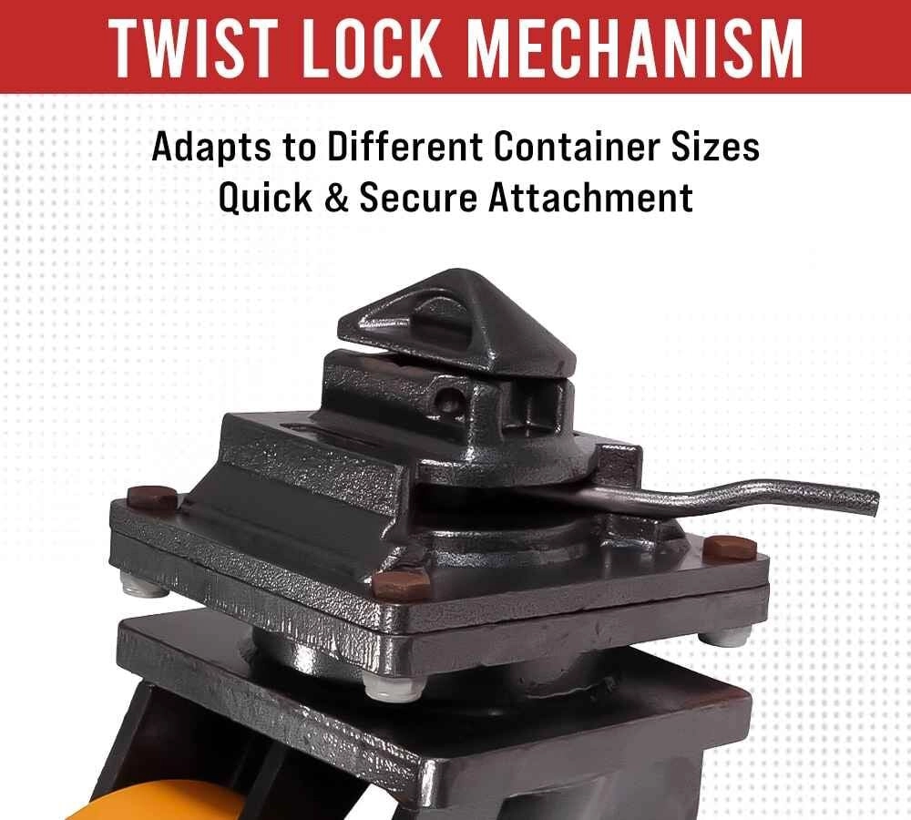 Shipping Container Double Caster Wheels with Twist Lock and Brakes, 6600 lbs WLL