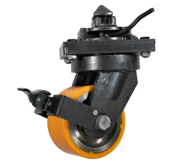 Shipping Container Single Caster Wheels with Twist Lock & Brakes, 11000 lbs WLL