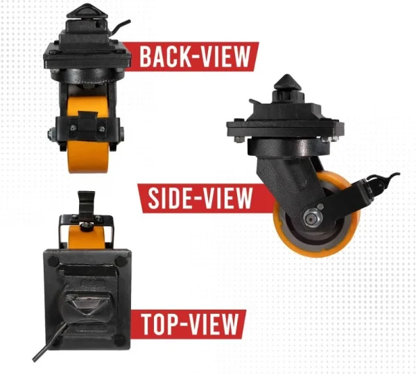 Shipping Container Single Caster Wheels with Twist Lock & Brakes, 11000 lbs WLL
