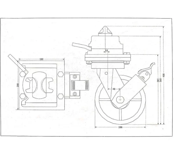 Shipping Container Caster (Single Wheel), 6600 lbs WLL