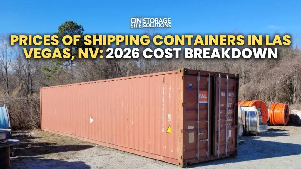 Shipping container installed in a residential backyard in Las Vegas NV for storage and custom use.