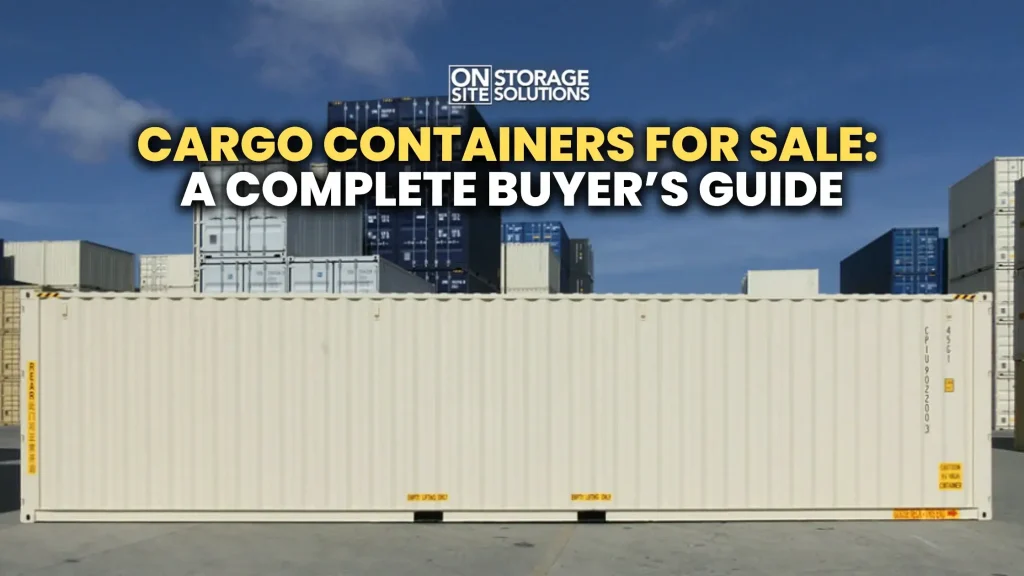 Cargo containers for sale near me stacked at a shipping container depot