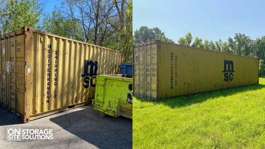20 foot and 40 foot shipping containers side by side