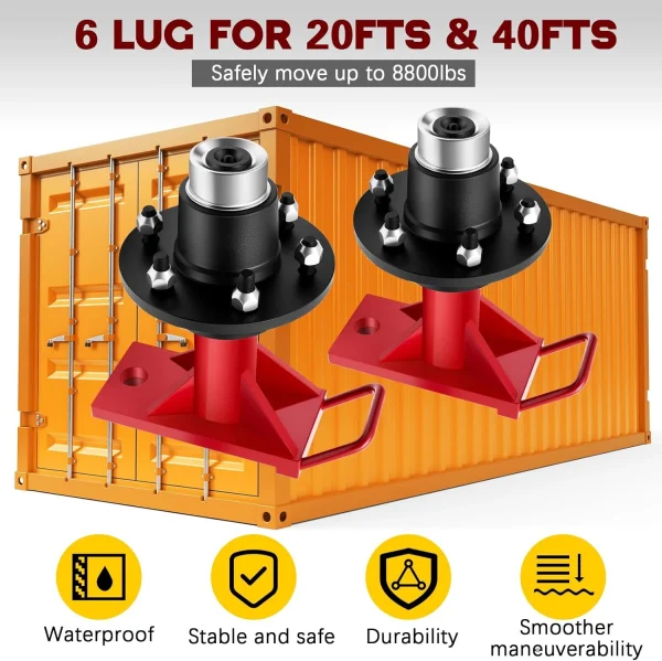 Container Loader Axle 2 Pack Shipping Container 6-Lug Wheels Kit|Heavy Duty Shipping ...