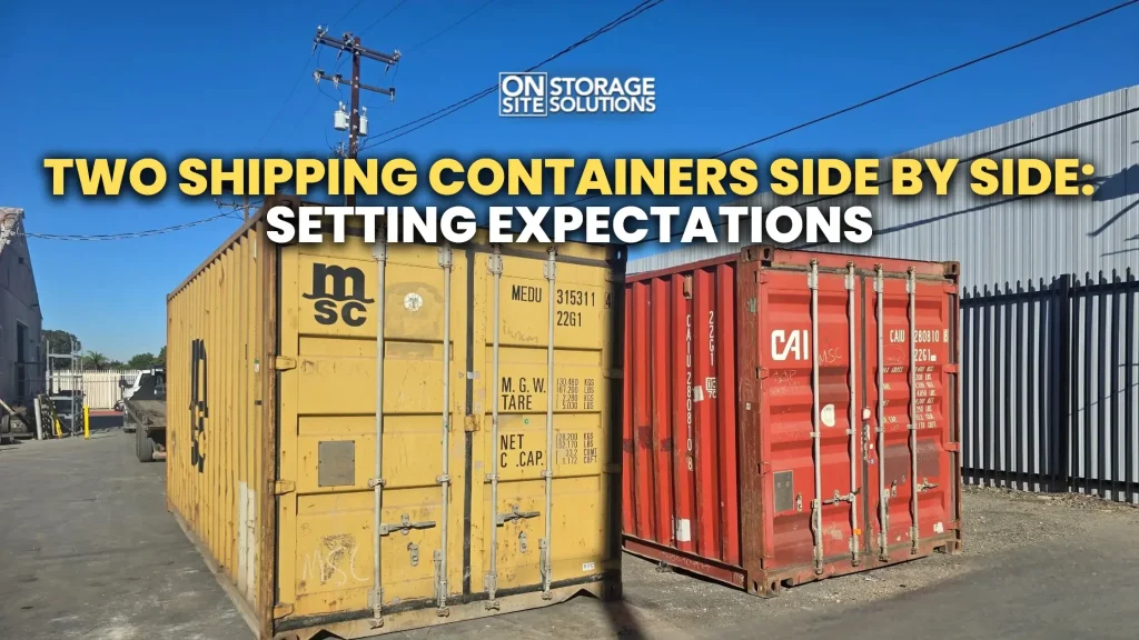 Two shipping containers placed side by side on level ground