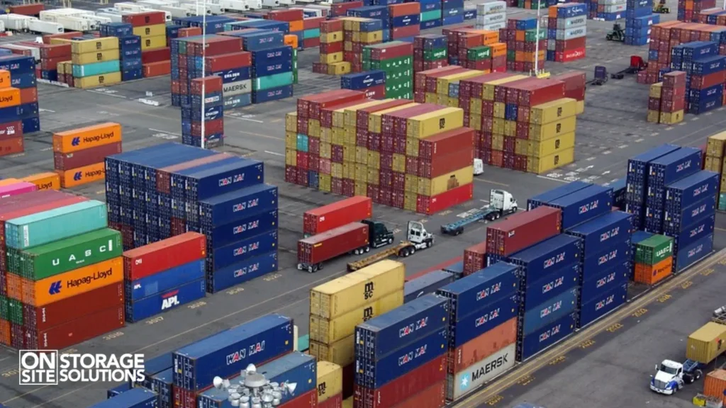 Stacked shipping containers in Oakland port area showing the growing demand for container storage solutions