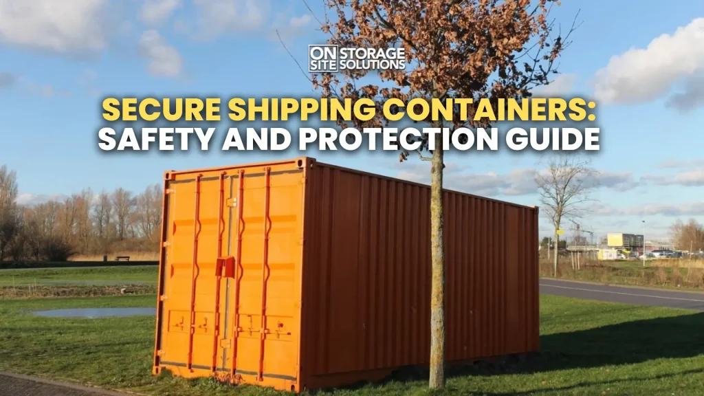Secure shipping container with reinforced locking system at cargo port ensuring safe transport of goods
