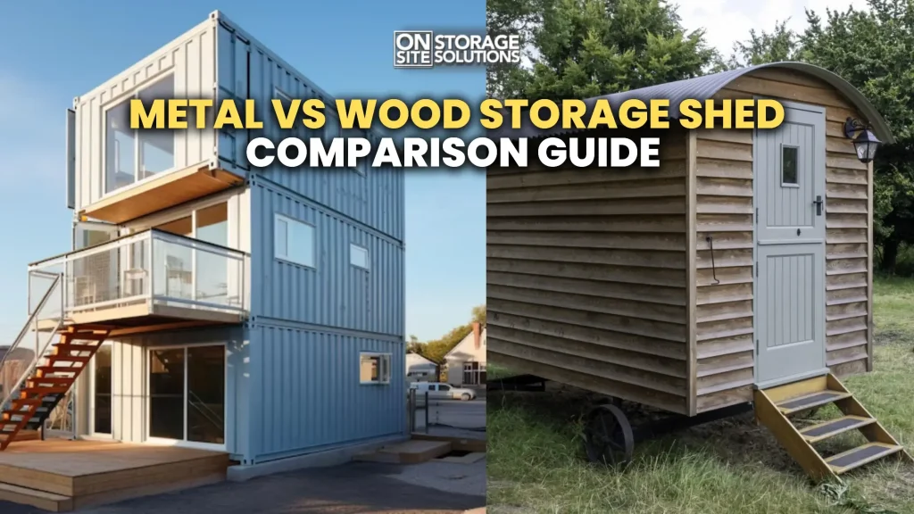 Metal vs wood storage shed comparison showing durability, design, and outdoor storage options side by side.