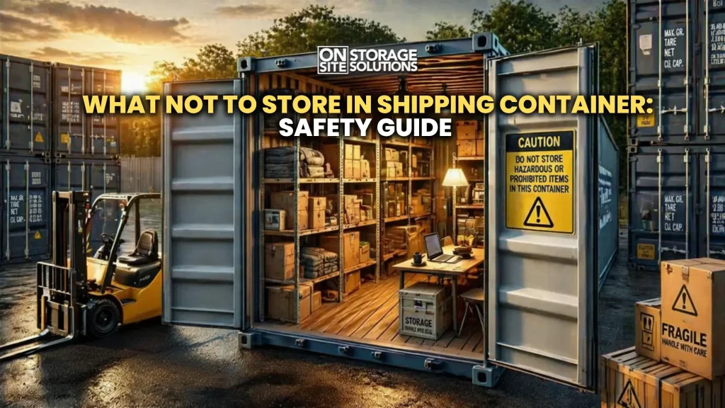 What not to store in shipping container including hazardous chemicals, perishable food, and flammable materials