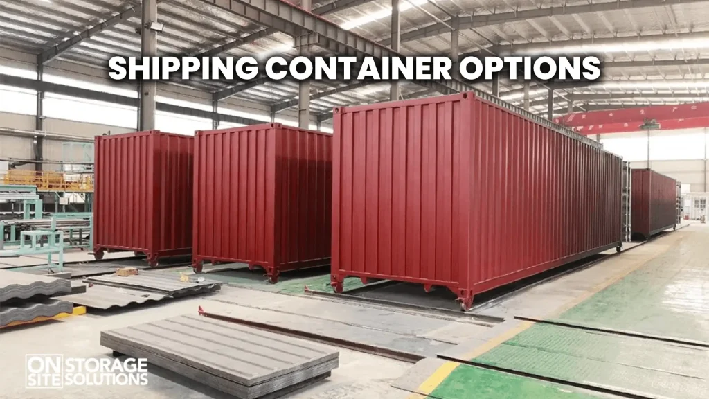 Shipping container Miami options comparing 20ft and 40ft containers at storage yard.