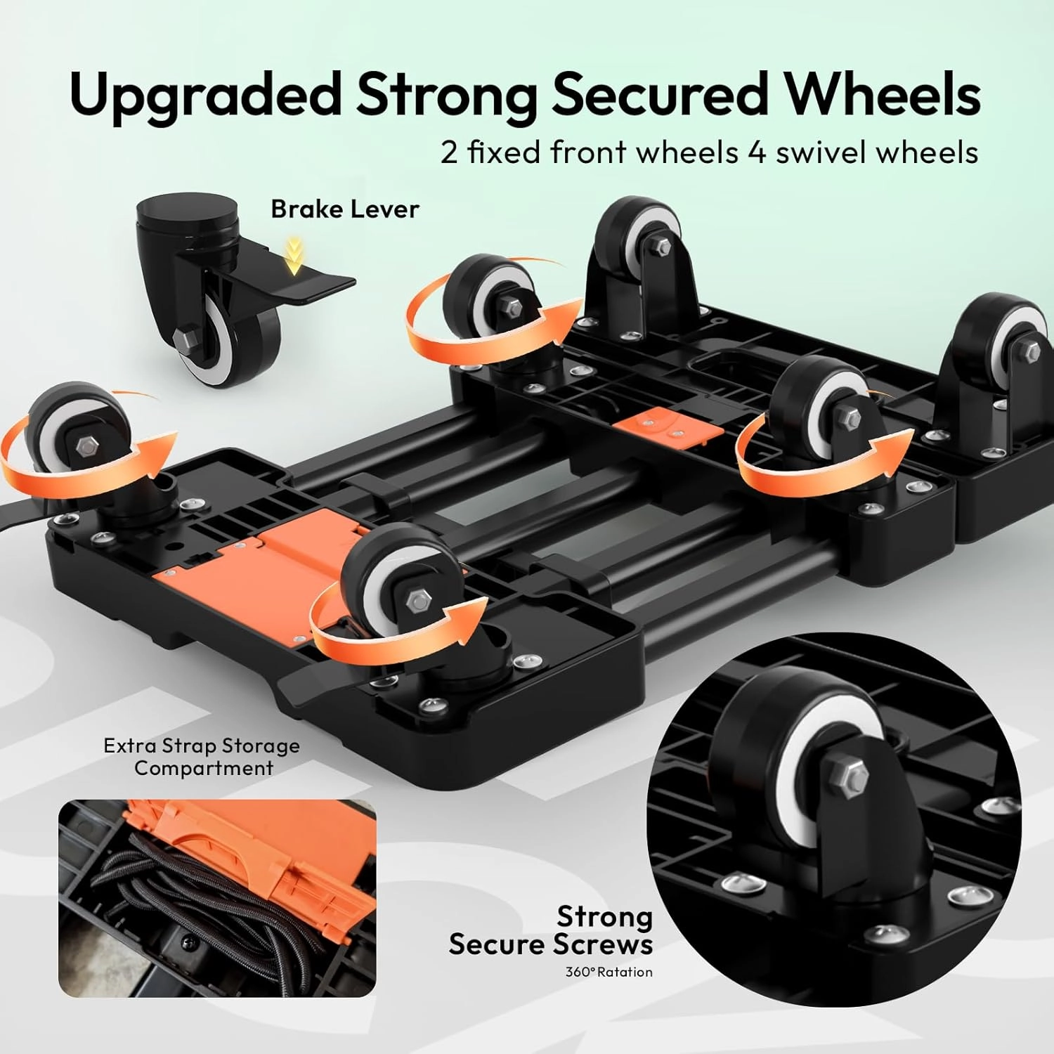 Folding Hand Truck 500lbs, Portable Heavy Duty Dolly Cart, 6 Wheels Collapsible Luggage Cart with 2 Elastic Ropes - Compact Trolley Cart for Easy Moving - Ideal Hand Cart for Travel and More