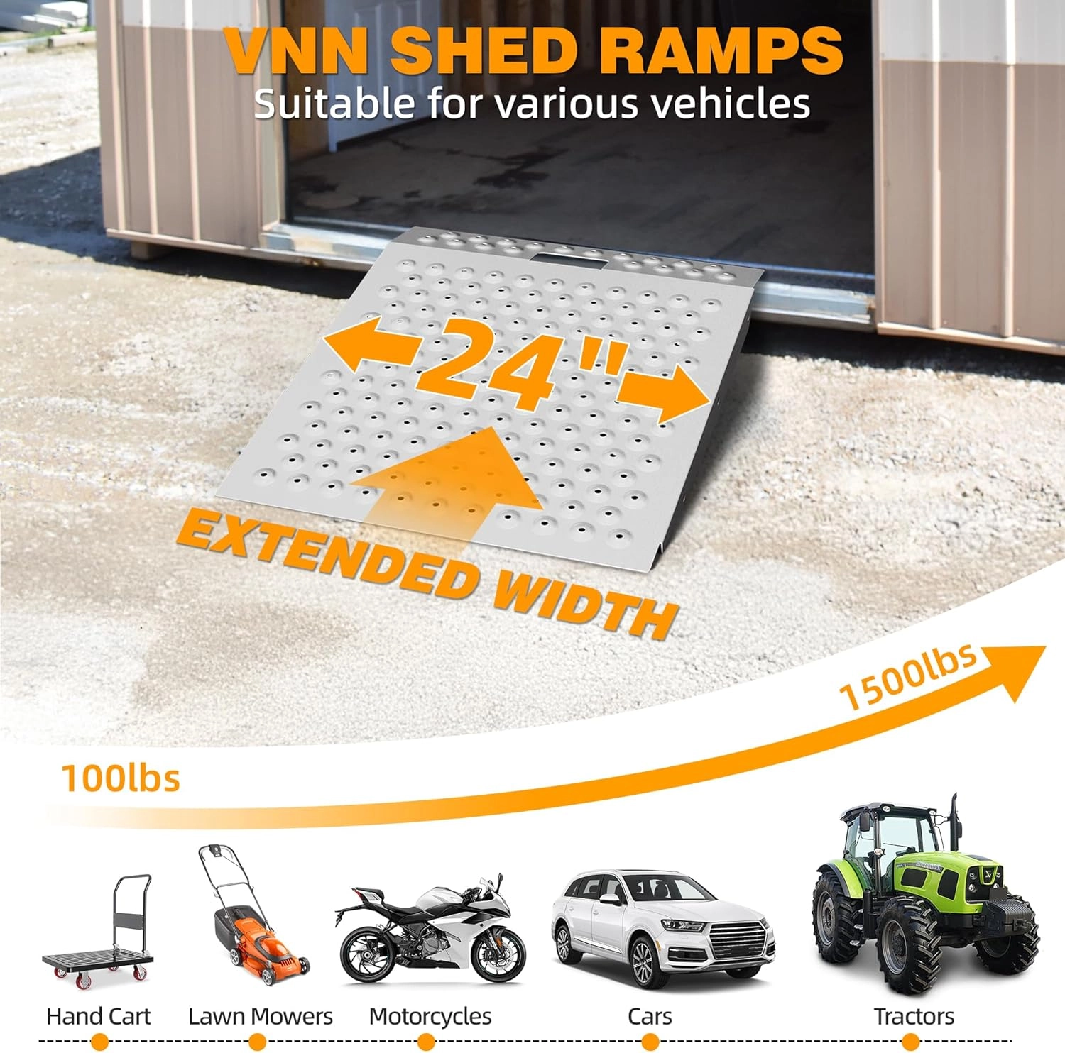 29" x 24" Shed Ramp for Riding Mower & Lawn Equipment | 750 LB Capacity Anti-Slip Punch Plate Ramp for ATV, Motorcycles, Garages & Barns (1PC, Aluminum)