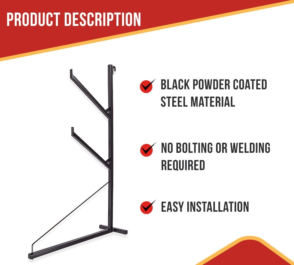 29-1/8" x 53-1/8" 3-Tier Shipping Container Pipe Rack w/ Hook & Stabilizer Bar