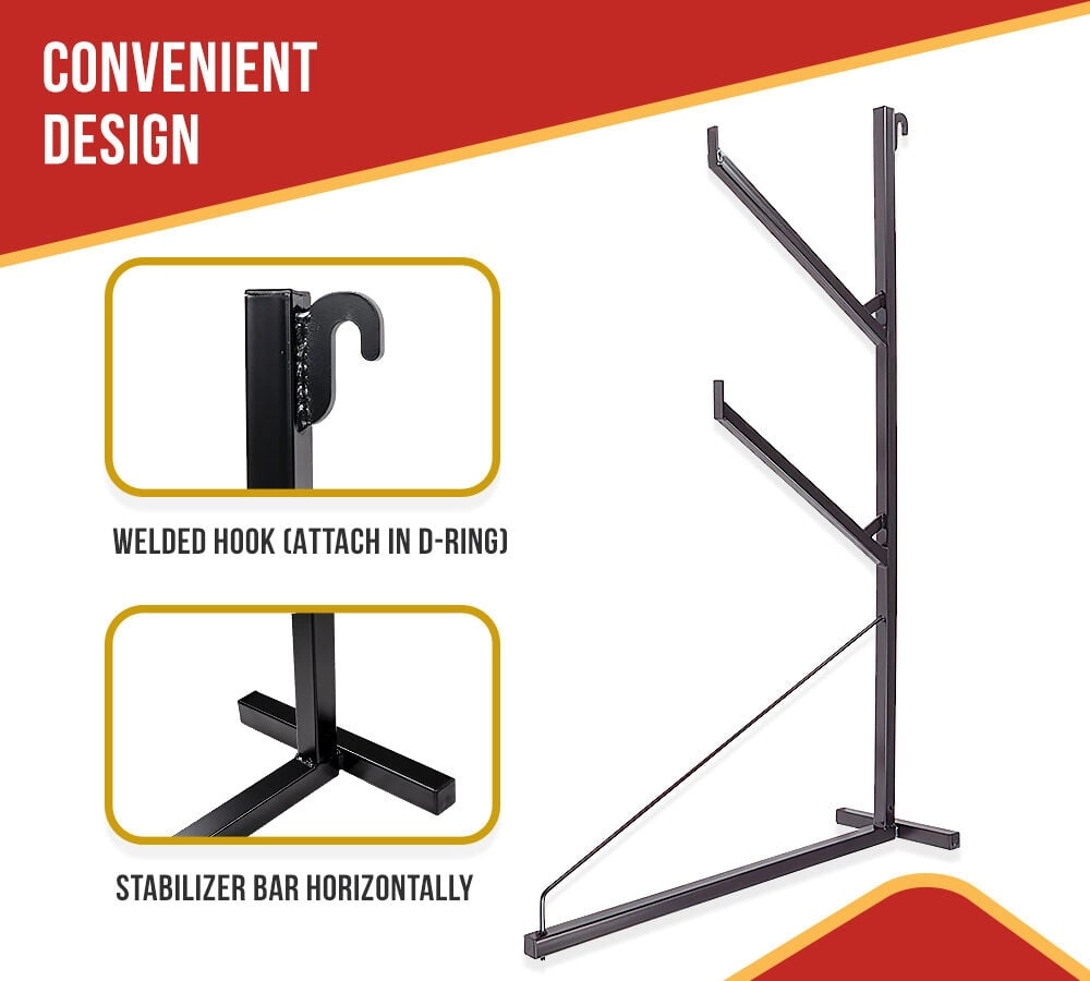 29-1/8" x 53-1/8" 3-Tier Shipping Container Pipe Rack w/ Hook & Stabilizer Bar