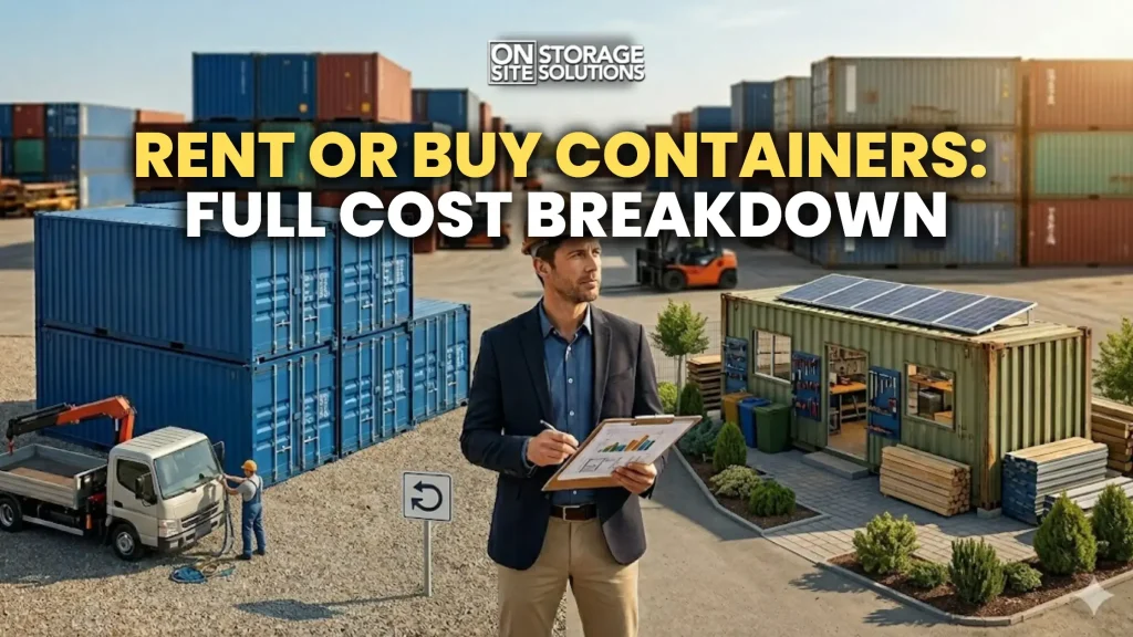 Rent or buy containers comparison showing total costs, ownership expenses, rental fees, and long-term storage value.