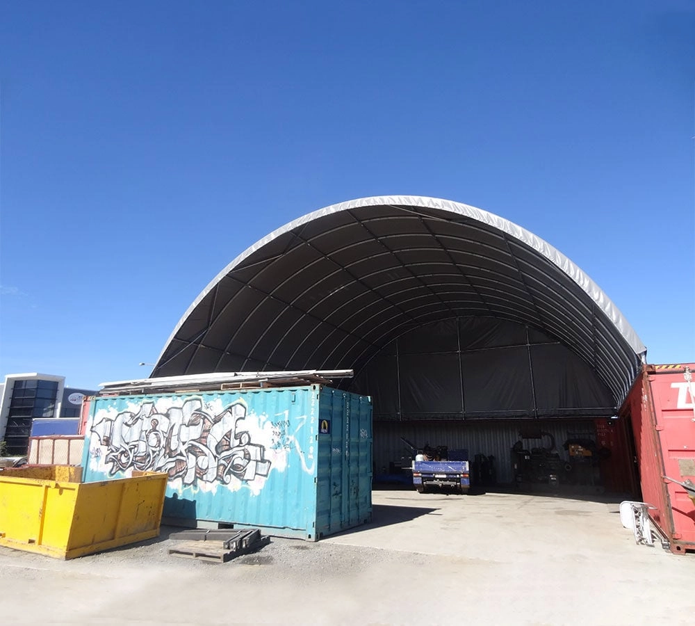40'(L) x 40'(W) Shipping Container Building Shelter - 21 oz 610 gsm PVC Dark Gray Cover, No End Walls