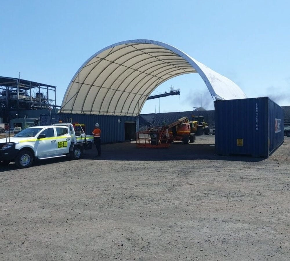 40'(L) x 26'(W) Shipping Container Building Shelter - 21 oz 610 gsm PVC White Cover, No End Walls