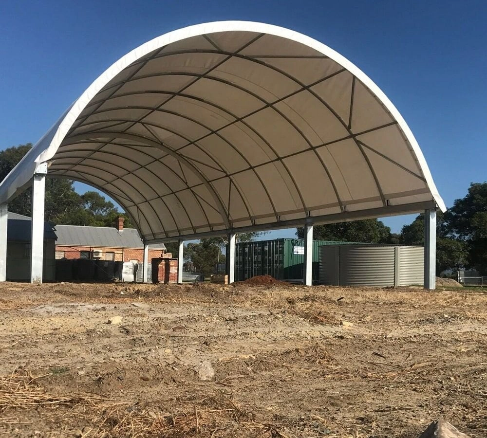 40'(L) x 26'(W) Shipping Container Building Shelter - 21 oz 610 gsm PVC White Cover, No End Walls