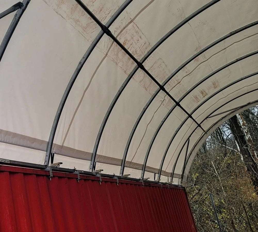 40'(L) x 26'(W) Shipping Container Building Shelter - 21 oz 610 gsm PVC White Cover, No End Walls