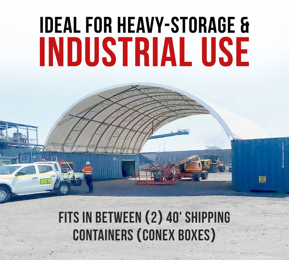 40'(L) x 60'(W) Double Truss Shipping Container Shelter, No End Walls
