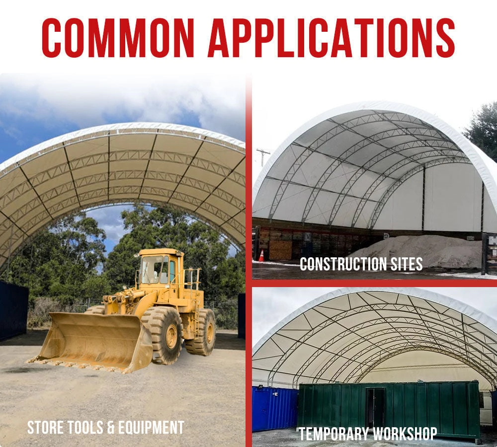 40'(L) x 60'(W) Double Truss Shipping Container Shelter, No End Walls
