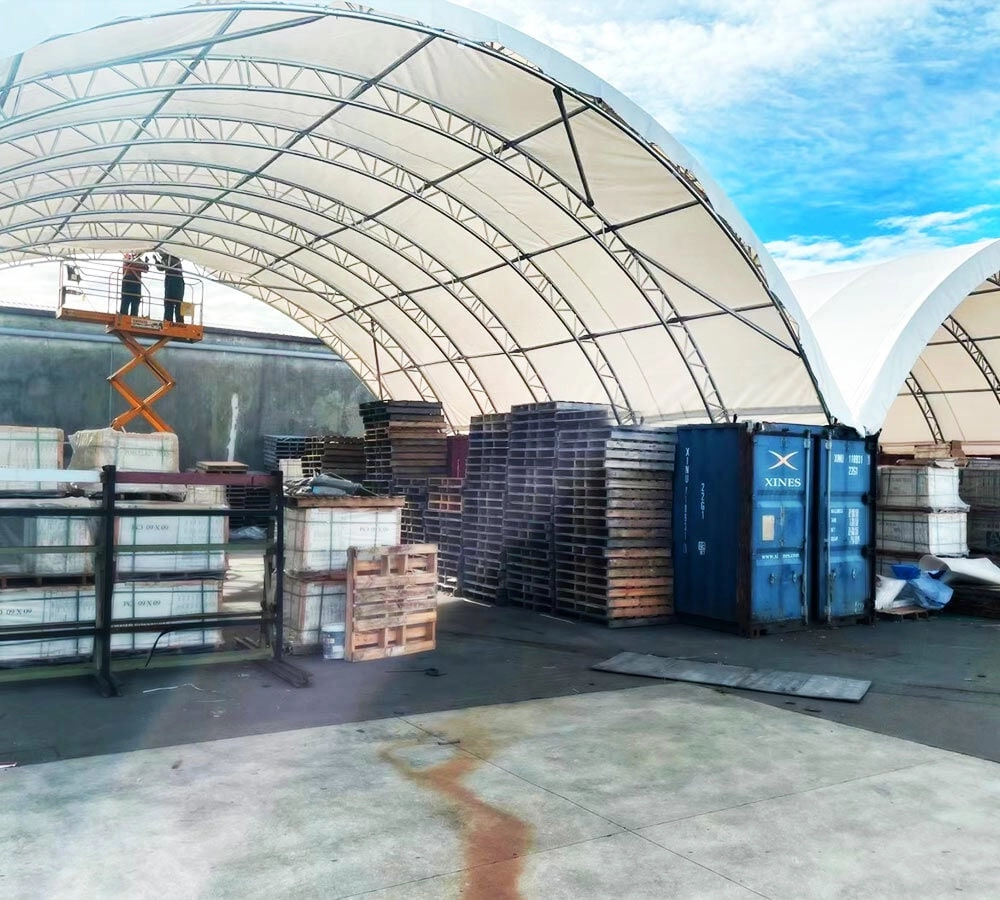 40'(L) x 60'(W) Double Truss Shipping Container Shelter, No End Walls