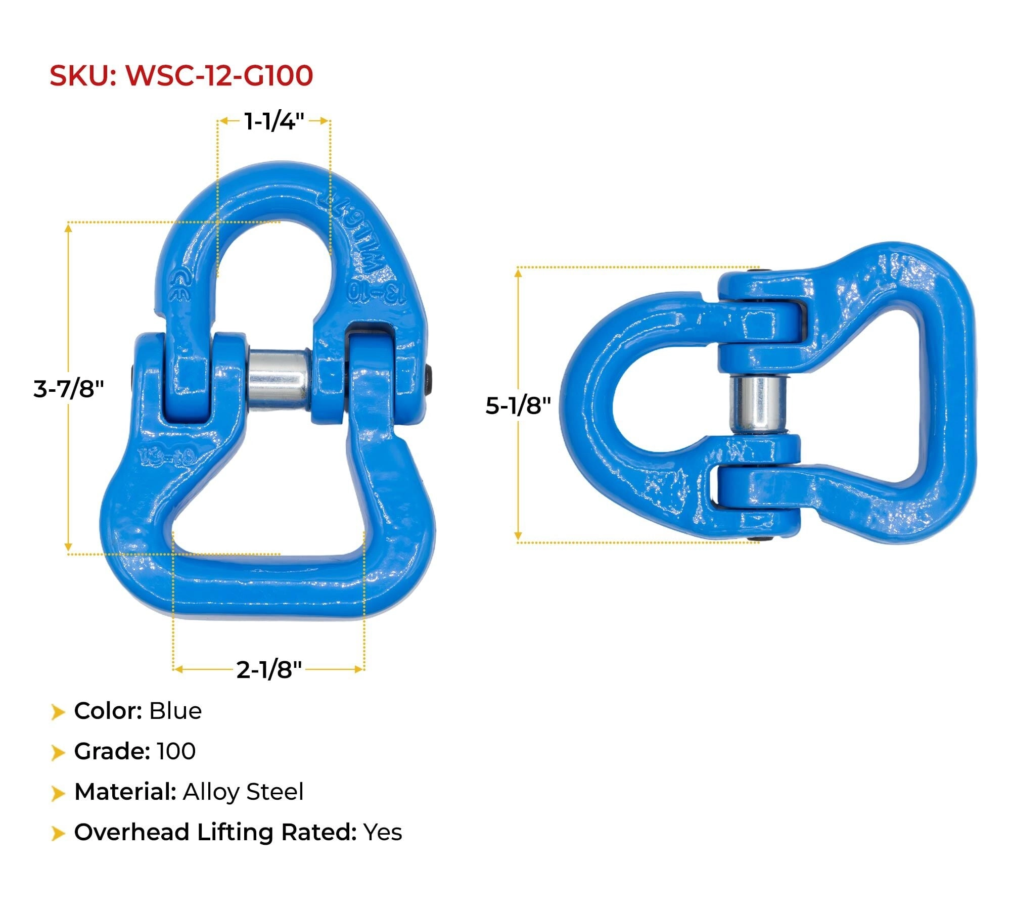 Container Chain Bridle Replacement HOOK with 3/8 Inch G100 Web Sling Connector
