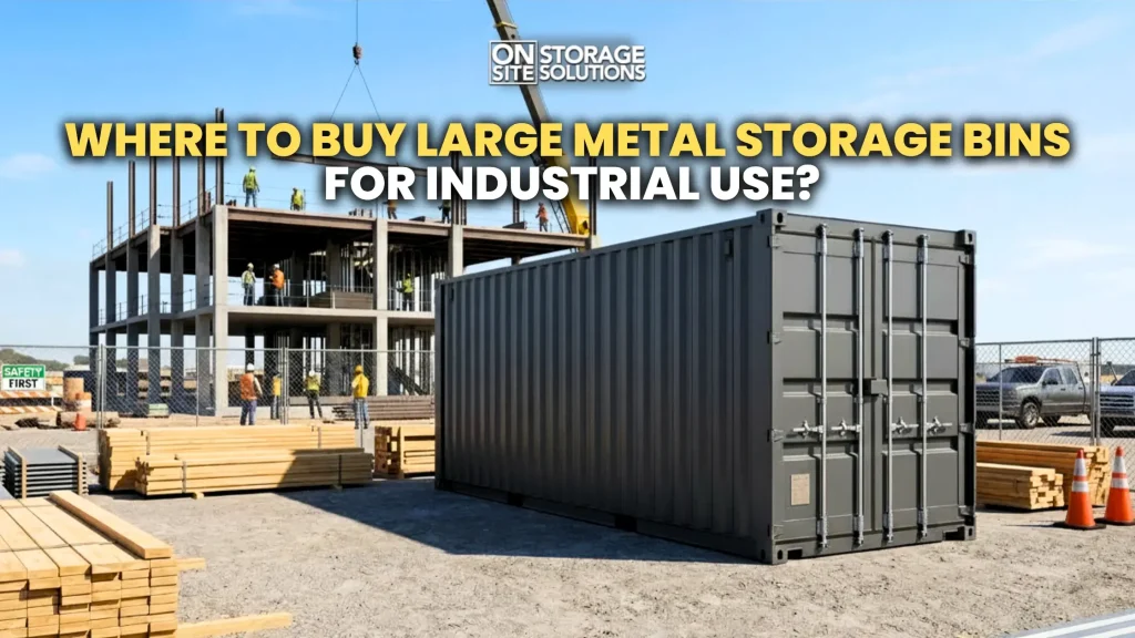 Large metal storage bins for industrial storage, equipment protection, and warehouse organization